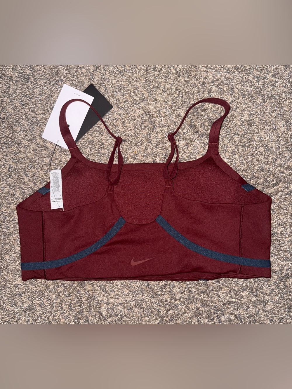 Womens XL Nike Burgundy Sports Bralette with Navy Contrast - Picture 2 of 4